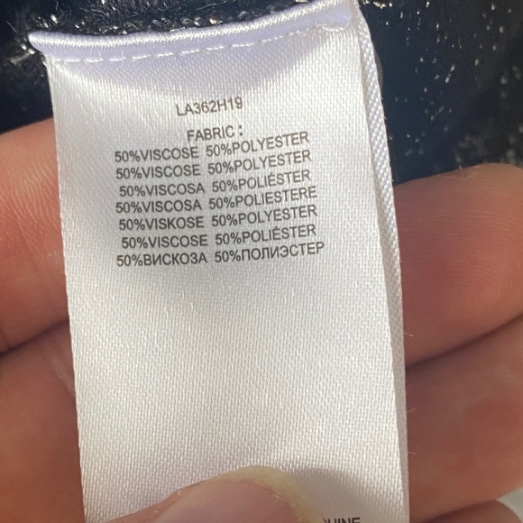 Molly Bracken Women's Black Front Twist Knot Silver Glitter Lightweight Sweater - Picture 7 of 12